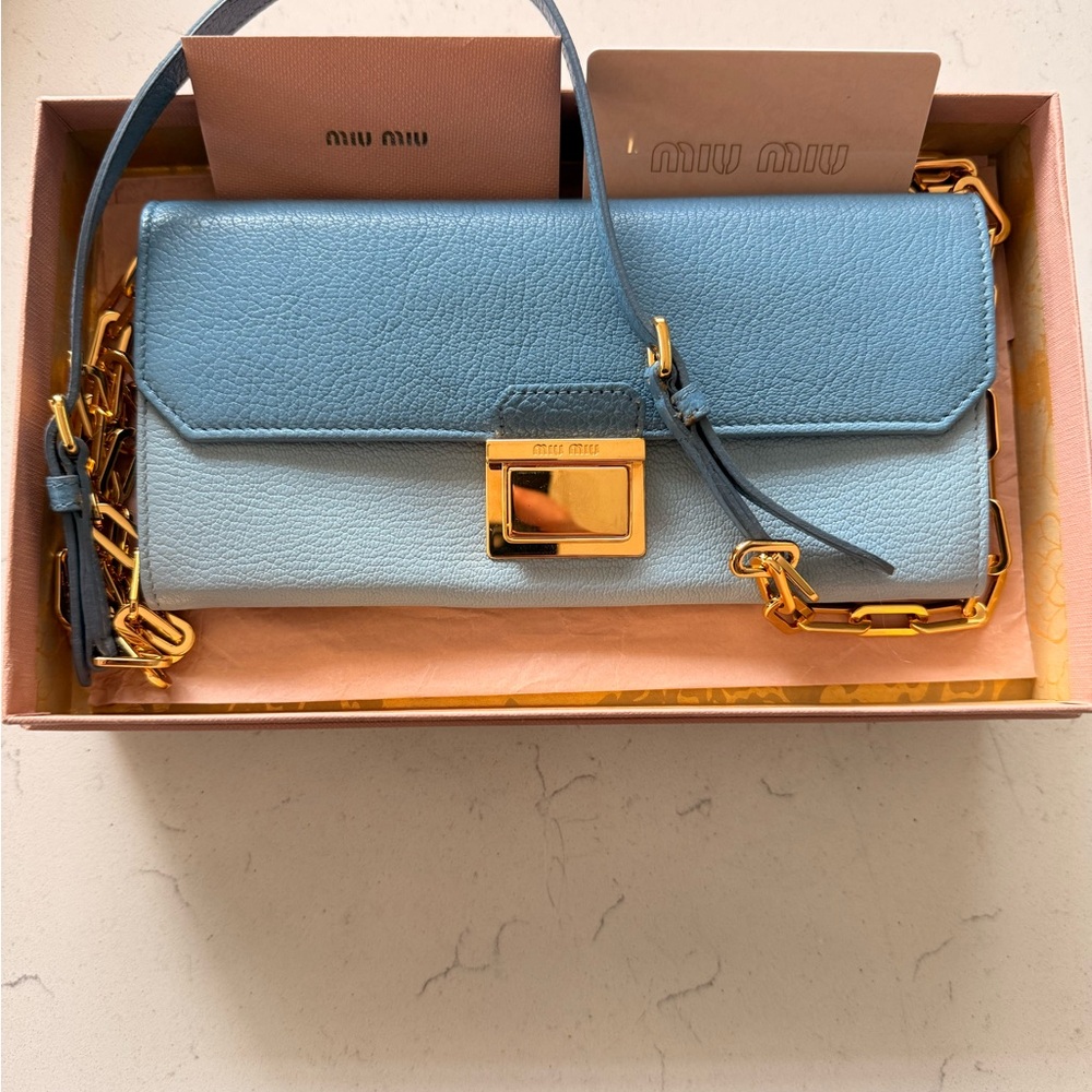 Miu Miu Blue Leather Women's Crossbody Bag